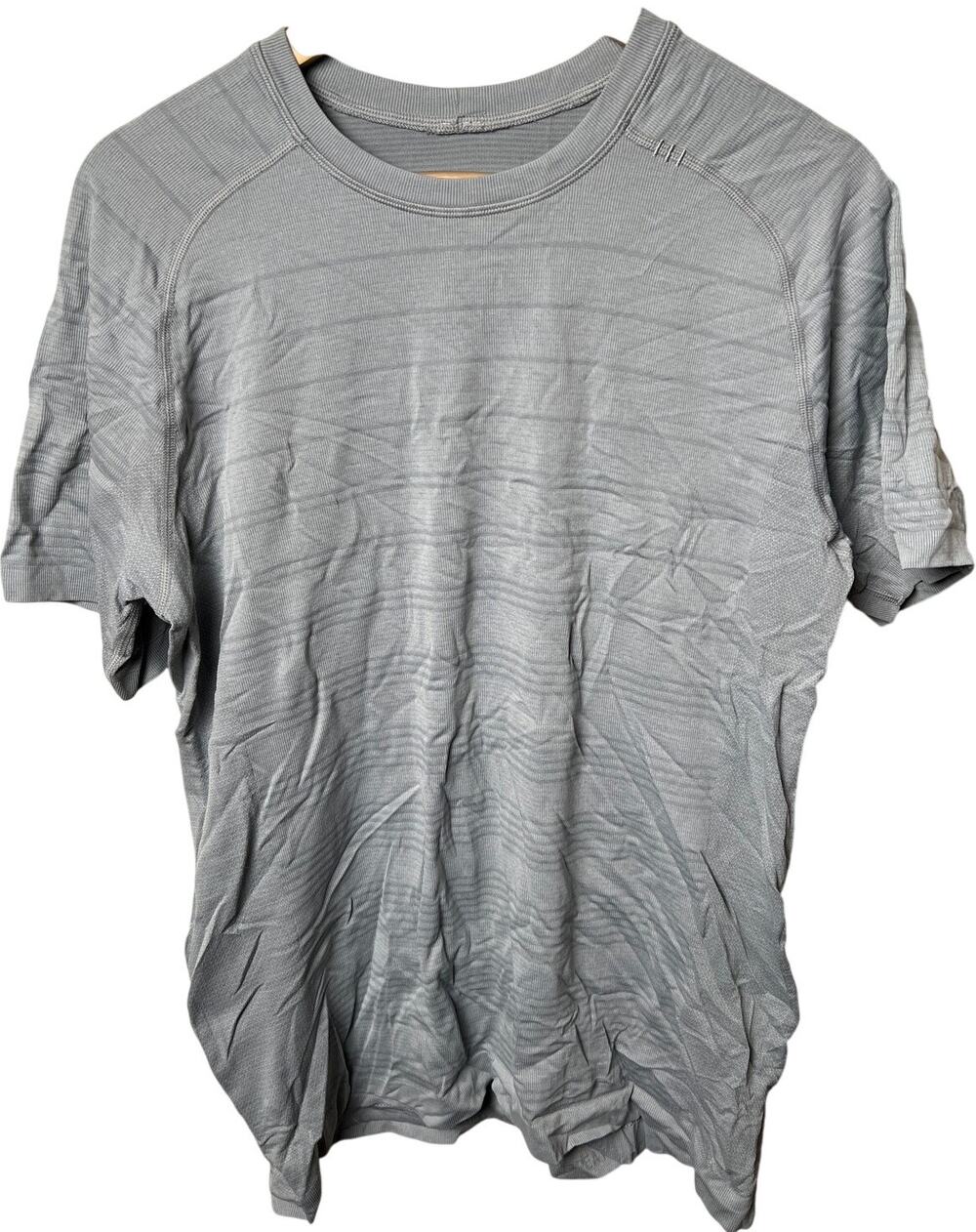 Lululemon Gray Striped Short Shirt Men's *Dimensions In Pictures*